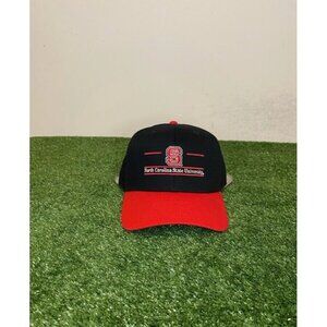 Vintage NC State Wolf Pack hat cap snap back new black red split bar The Game
